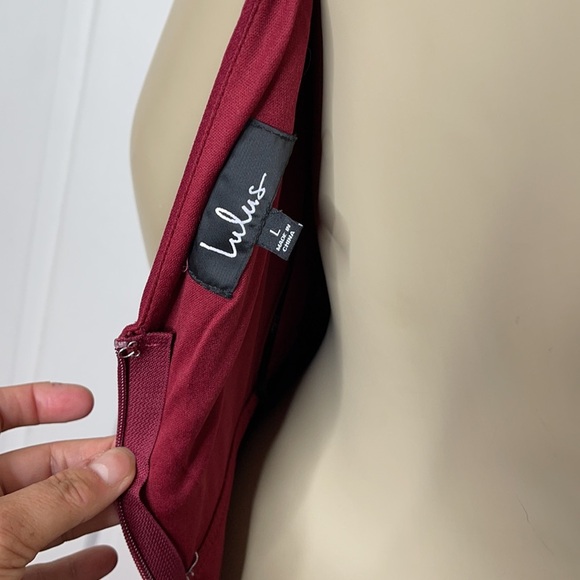 LuLu’s Adelina Burgundy Sleeveless Mermaid Maxi Dress - Picture 9 of 11